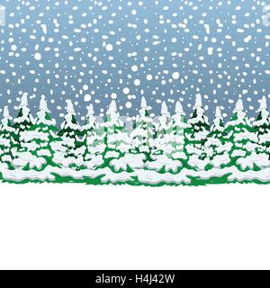 Verschneiten Winterwald. Weihnachten-Landschaft Stock Vektor