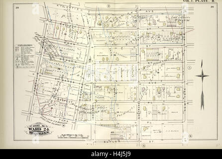 Bd. 1. Platte, H. Karte von Atlantic Ave., New York Ave., Butler St. Park Pl., Franklin Ave gebunden; Einschließlich der Pacific St. Stockfoto