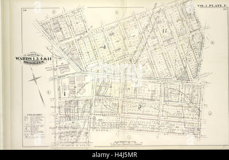 Bd. 5. Platte, F. Karte von Johnson St., Pearl St., Myrtle Ave., Flotte Platz, Flotte St., Bond St., State St., Boerum St gebunden. Stockfoto