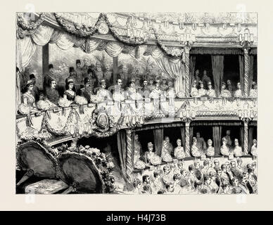 Der Schah von Persien in England: der Staatsbesuch in die Royal Italian Opera, Covent Garden, London, UK, 1889 Stockfoto