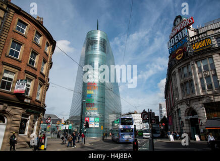 National Football Museum im Urbis, die Gebäude in Manchester Stadt in England in der Nähe der Exchange Square. Stockfoto