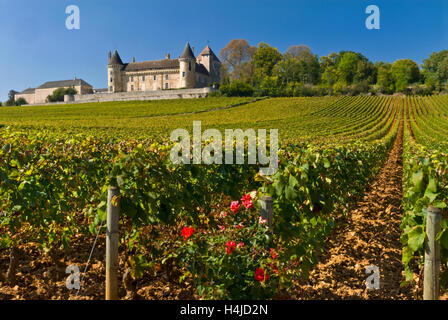 Chateau de Rully mit Weinberg von Antonin Rodet, Rully, Saone-et-Loire, Frankreich. Côte Chalonnaise Stockfoto