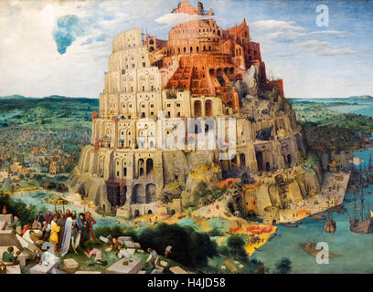 Der Turmbau zu Babel von Pieter Bruegel der Ältere, Öl auf Leinwand, 1563 Stockfoto