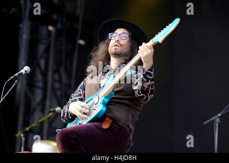 BARCELONA - 30 Mai: The Ghost von Saber Tooth Tiger (Band) führt bei Primavera Sound Festival 2015. Stockfoto