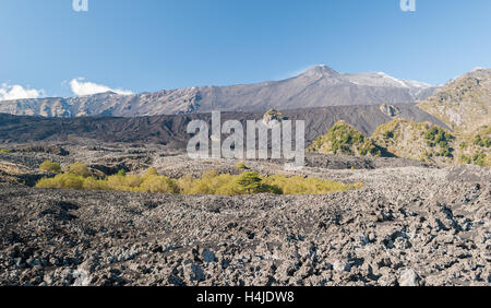 Die "Valle del Bove", die große Wüste Lava-Tal in der östlichen Flanke des Vulkans Ätna Stockfoto