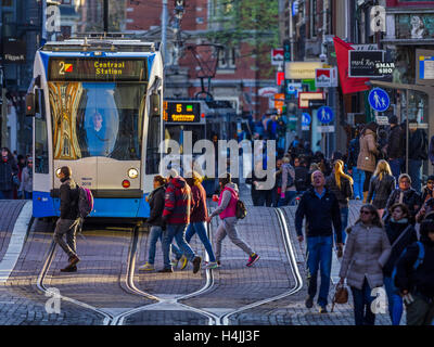 Straßenbahnen in Amsterdam Niederlande Stockfoto