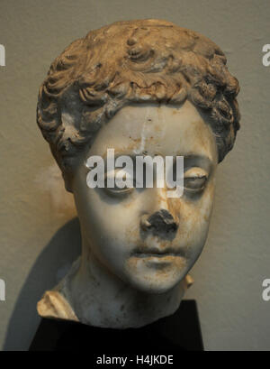 Commodus (161-192). Römischer Kaiser. Büste des jungen Kaisers, etwa 177 n. Chr., als Mitregent seines Vaters wurde. Marmor. Museum des Mittelmeers und vorderasiatischen Altertümer. Stockholm. Schweden. Stockfoto