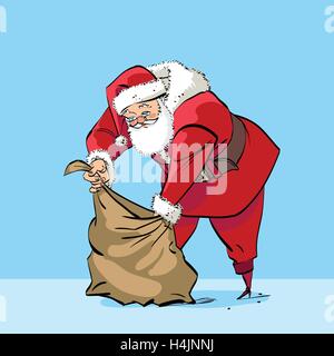 Santa Claus und Tasche mit Geschenken Stock Vektor