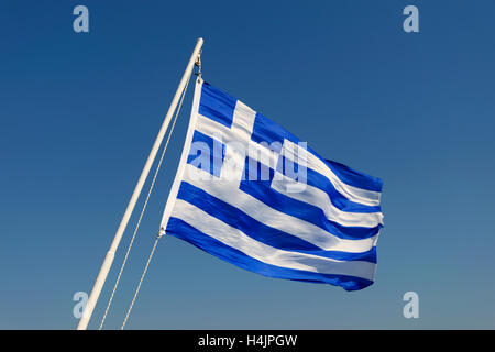 Griechische Flagge als Yacht Fähnrich Stockfoto