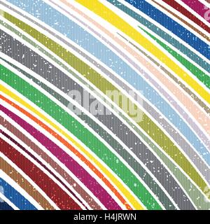 abstraktes Muster mit bunten Streifen Ornament über notleidende Oberflächenstruktur. Vektor, gestreiften Hintergrund Retro-Design. Grunge Stock Vektor