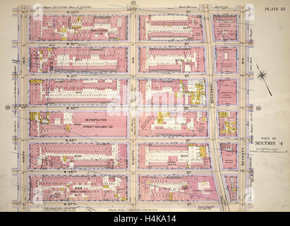 Tafel 37, Teil des Abschnitts 4: begrenzt durch W. 53rd Street, Seventh Avenue, W. 47th Street and Ninth Avenue, New York, USA Stockfoto