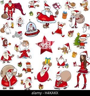 Cartoon Illustration Weihnachtsbuchstaben und Design Elemente Clip Arts Stock Vektor