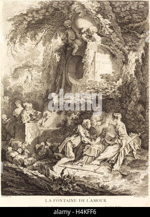 Pierre-Alexandre Aveline nach François Boucher, Französisch (wahrscheinlich 1702-1760), La Fontaine de l ' Amour, 1738, Gravur Stockfoto