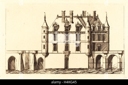 Charles Meryon nach Jacques Androuet Ducerceau ich, Französisch (1821-1868), Château de Chenonceau, 1re Planche Stockfoto