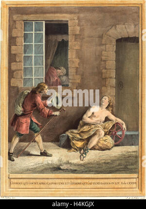 A.j. de Fehrt nach Jean Baptiste Oudry (Französisch, geboren 1723), L'homme Qui Court apres la fortune Stockfoto