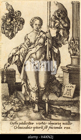 Heinrich Aldegrever (Deutsch, 1502 - 1555-1561), Keuschheit, 1552 Stockfoto