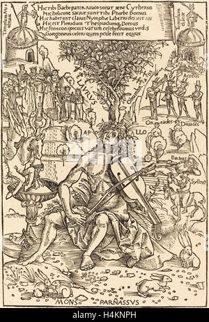 Hans Süss von Kulmbach (Deutsch, ca. 1485-1522), Apollo auf Parnasus, veröffentlicht 1502, Holzschnitt Stockfoto