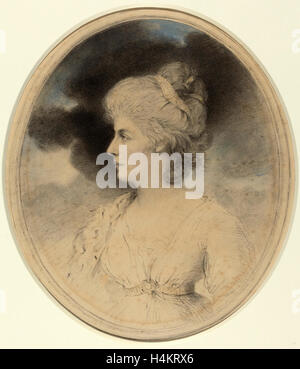 John Downman (Walisisch, 1750-1824), Portrait einer Frau im Profil, schwarze 1791, Kreide und Aquarell Stockfoto