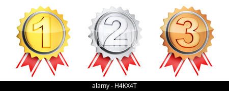 Drei Symbol Medaillengewinner (durchgeführt in 3D-Rendering) Stockfoto