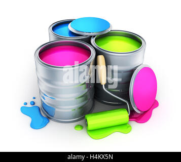 Dose mit Farbe auf weißem Hintergrund (in 3D-Rendering getan) Stockfoto