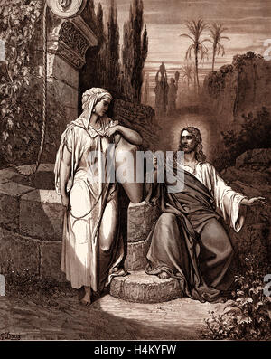 Jesus und die Frau aus Samaria Stockfoto