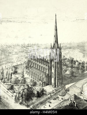 Vogelperspektive der Trinity Church, New York ca. 1846, USA, USA, Amerika Stockfoto