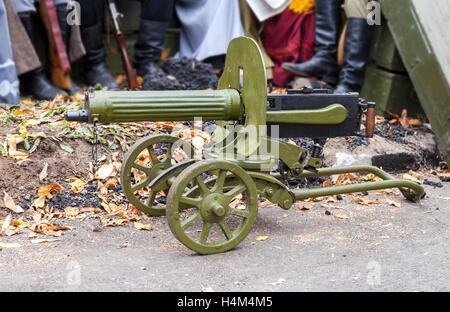 Maxim-Maschinengewehr von den ersten Weltkrieg hautnah Stockfoto