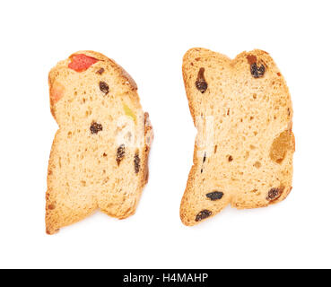 Eingestellten Zwieback über dem weißen Hintergrund isoliert Stockfoto