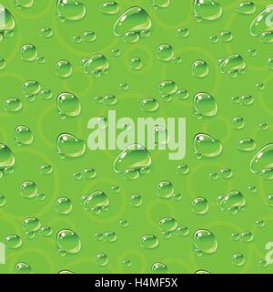 Nahtlose Muster. Tautropfen auf grünem Hintergrund. Stock Vektor