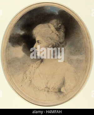 John Downman (Walisisch, 1750-1824), Portrait einer Frau im Profil, schwarze 1791, Kreide und Aquarell Stockfoto