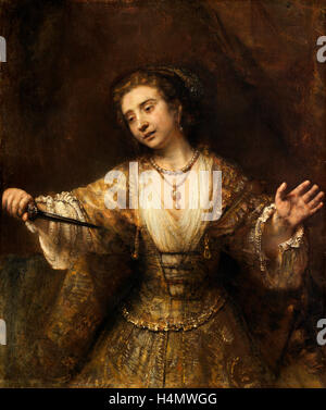 Rembrandt van Rijn (Niederländisch, 1606-1669), Lucretia, Öl 1664, auf Leinwand Stockfoto