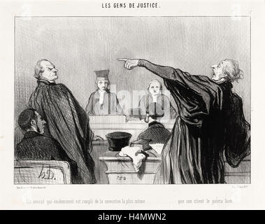 Honoré Daumier, Un Avocat Qui est Rempli De La Überzeugung intime, Französisch, 1808-1879, 1845, Lithographie Stockfoto