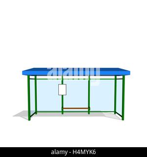 Busstop. Isoliert auf weißem Hintergrund. 3D Vektor-Illustration. Ansicht von vorne. Stock Vektor