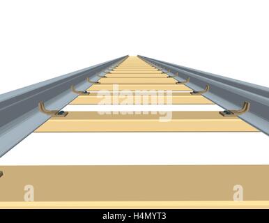 Eisenbahnstrecke. Isoliert auf weißem Hintergrund. 3D Vektor-Illustration. Ansicht von vorne. Stock Vektor