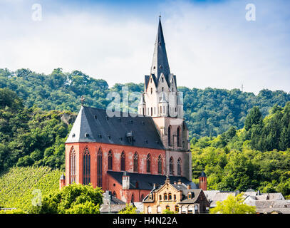 Liebfrauenkirche, Frauenkirche, Oberwesel, Rhein Schlucht, Deutschland, Europa Stockfoto