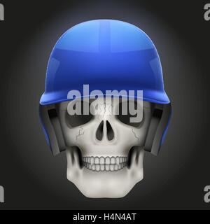 Menschlicher Schädel mit Baseball Helm Stock Vektor