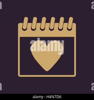 Das Kalender-Symbol. Valentinstag-Symbol. Stock Vektor