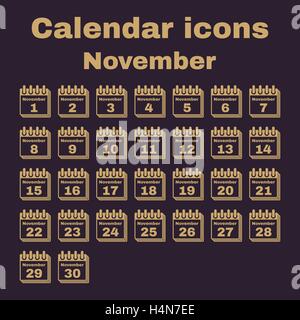 Das Kalender-Symbol. November-Symbol. Wohnung Stock Vektor