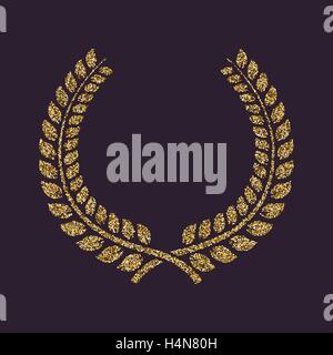 Die Lorbeer-Kranz-Symbol. Preis und Belohnung, Auszeichnung Symbol. Gold funkeln und glitzern Stock Vektor