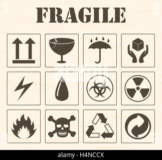 fragile logo set Stock Vektor