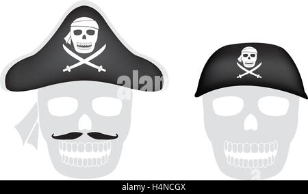Piratenhut auf einen Piraten Schädel Kopf Stock Vektor