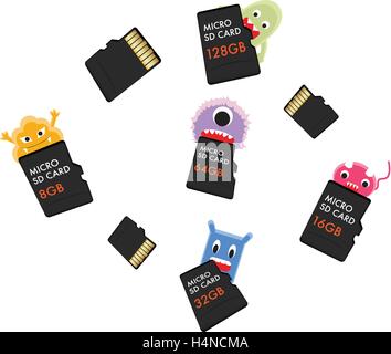 Virus-Computer Essen micro SD-Speicherkarte Stock Vektor