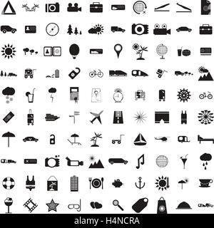 100 Reisen Icons Set, einfachen Stil Stock Vektor