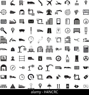 100 Logistik Icons Set, einfachen Stil Stock Vektor