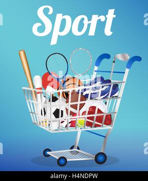 Sportgeräte auf einem Wagen Stock Vektor