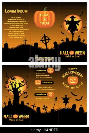 Halloween Tri-Fold Broschüre Vorlage Stock Vektor