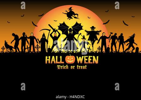 Halloween Monster Zombie Serienmörder set Stock Vektor