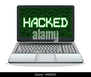 gehackten Laptop Computer Vektor Stock Vektor