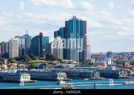 Stadtzentrum von Sydney und Wolkenkratzer in Barangaroo, New South wales, Australien Stockfoto