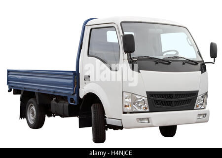 Kleinwagen für den Transport von Gütern, die isoliert auf weißem Hintergrund. Stockfoto